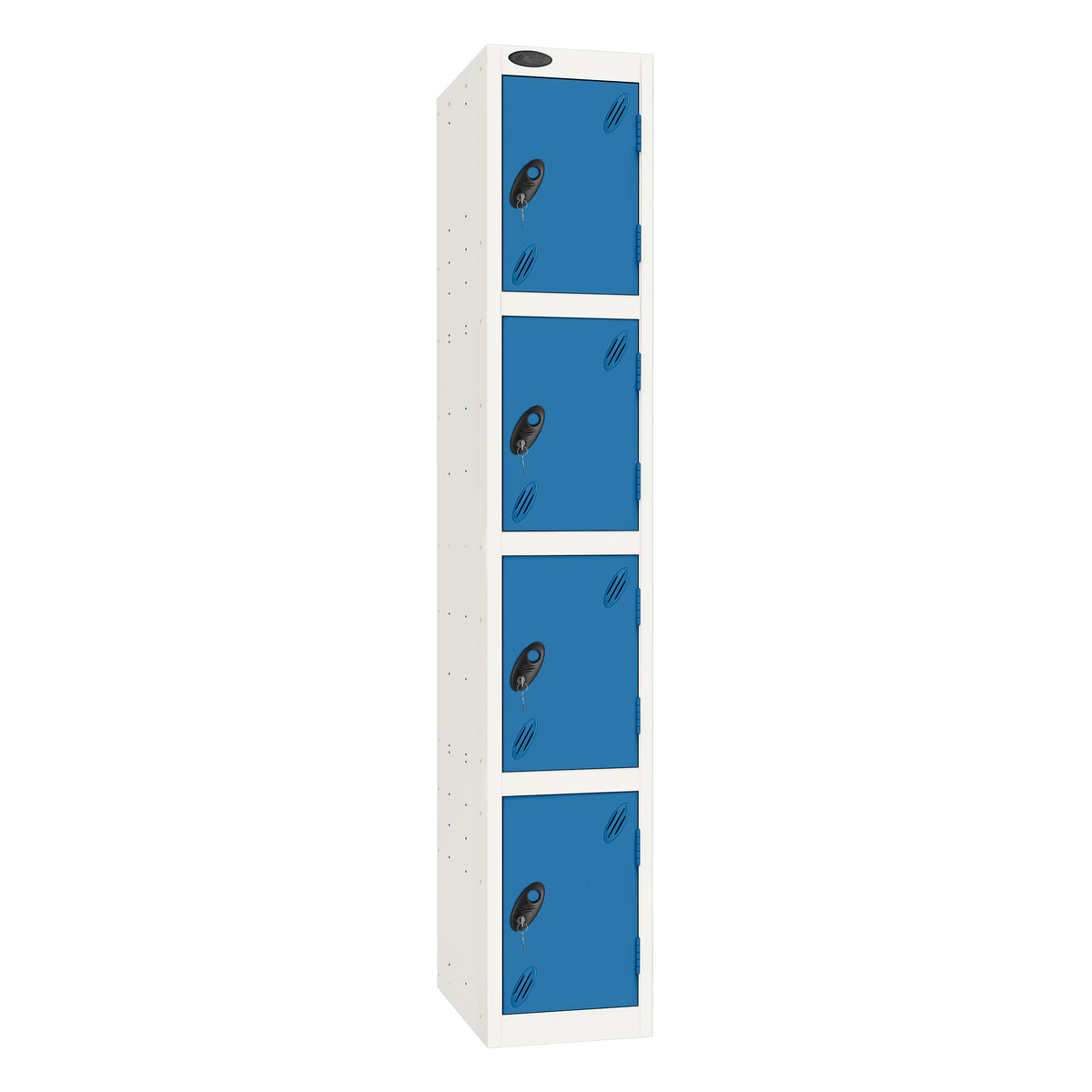 Probe Standard Imperial Locker — 4 Door, Flat Top, Triple Width — White Carcass / Blue Doors