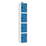 Probe Standard Imperial Locker — 4 Door, Flat Top, Triple Width — White Carcass / Blue Doors