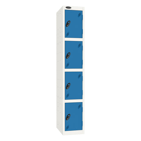 Probe Standard Imperial Locker — 4 Door, Sloping Top, Triple Width — White Carcass / Blue Doors