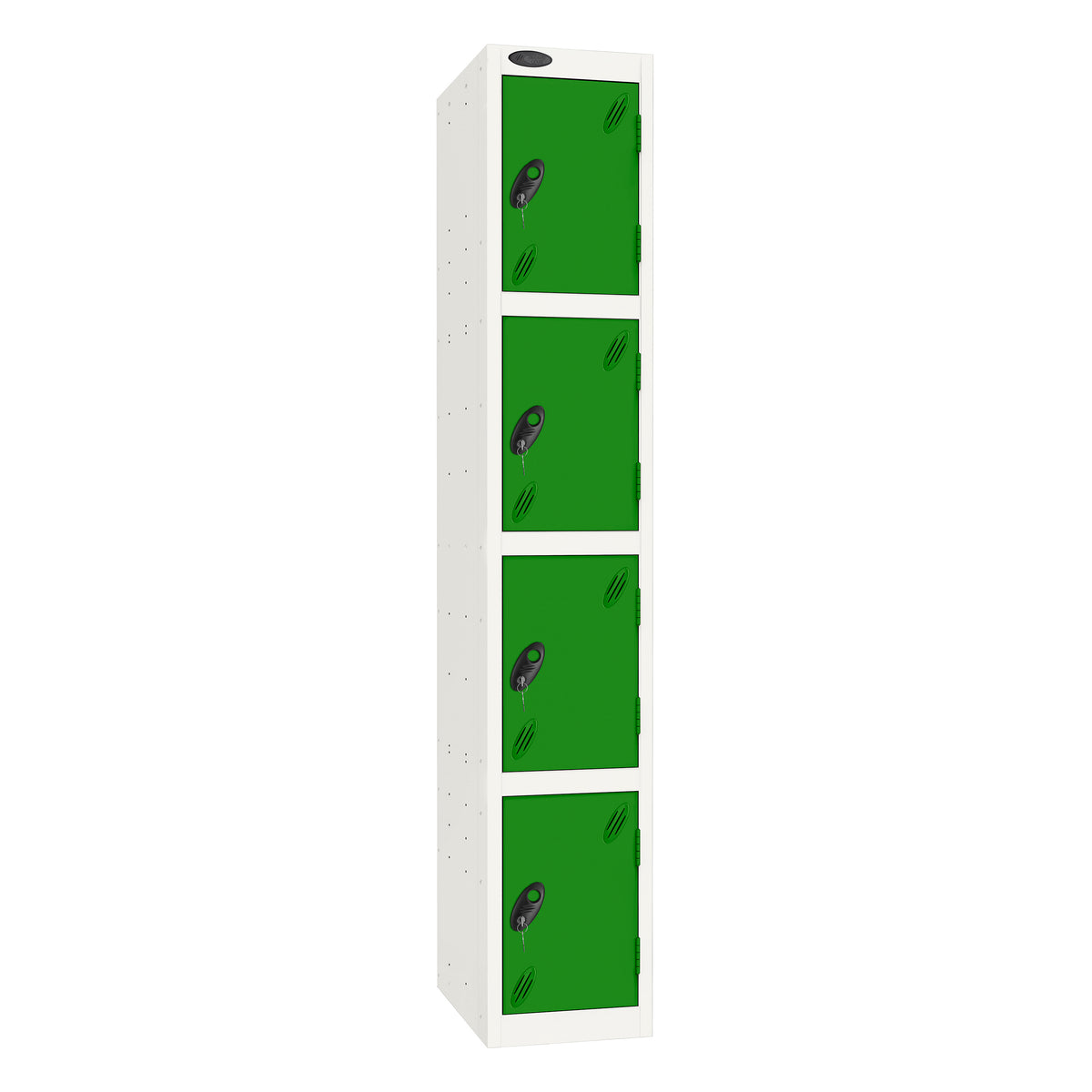 Probe Standard Imperial Locker — 4 Door, Flat Top, Triple Width — White Carcass / Green Doors