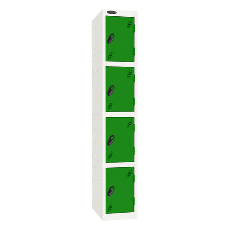 Probe Standard Imperial Locker — 4 Door, Flat Top, Triple Width — White Carcass / Green Doors
