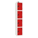 Probe Standard Imperial Locker — 4 Door, Sloping Top, Triple Width — White Carcass / Red Doors