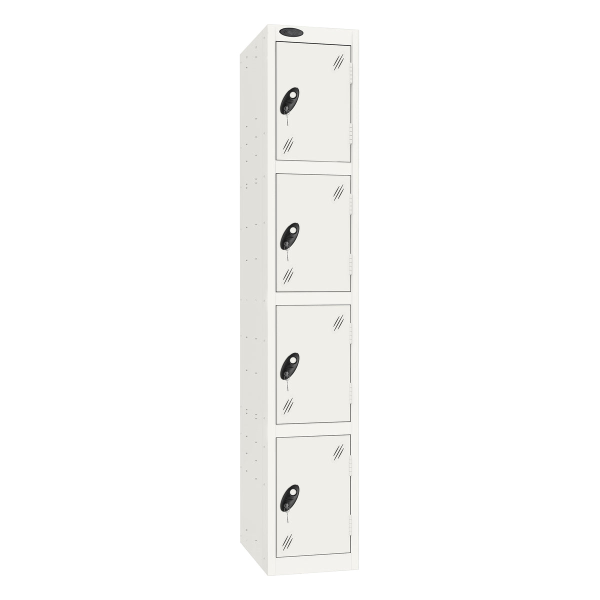 Probe Standard Imperial Locker — 4 Door, Sloping Top, Triple Width — White Carcass / White Doors