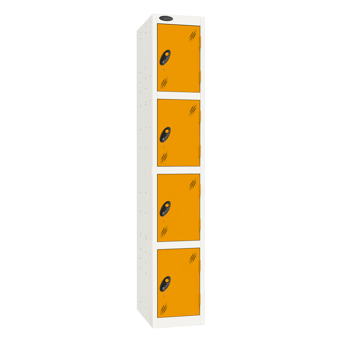 Probe Standard Imperial Locker — 4 Door, Flat Top, Triple Width — White Carcass / Yellow Doors