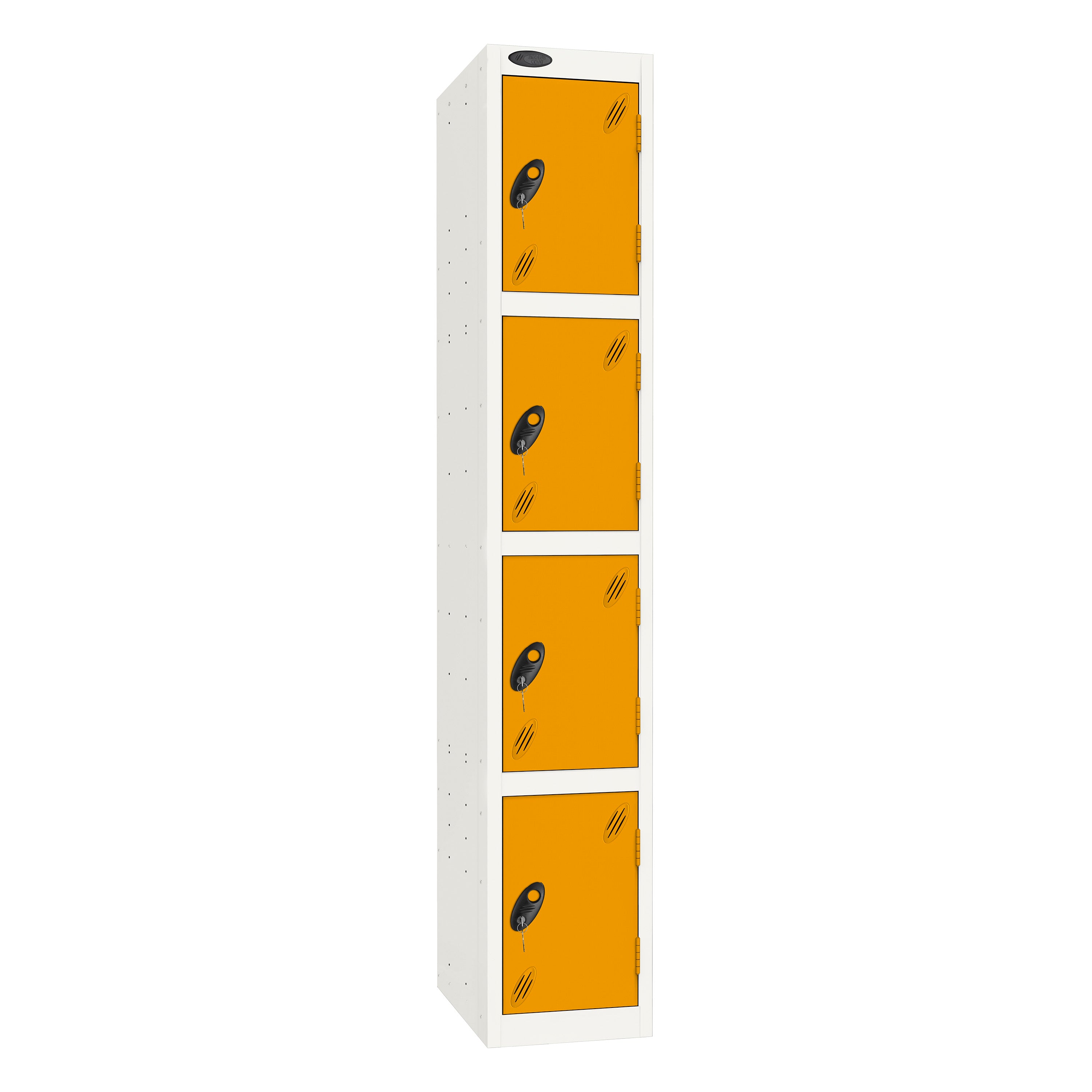 Probe Standard Imperial Locker — 4 Door, Sloping Top, Triple Width — White Carcass / Yellow Doors