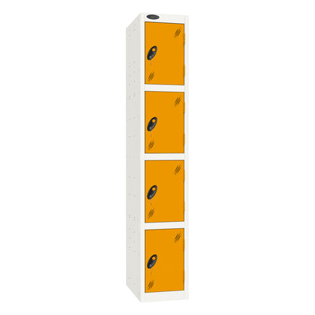 Probe Standard Imperial Locker — 4 Door, Sloping Top, Triple Width — White Carcass / Yellow Doors