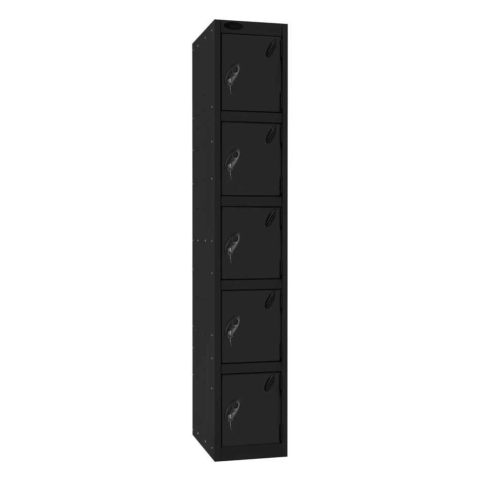 Probe Standard Imperial Locker — 5 Door, Sloping Top, Triple Width — Black Carcass / Black Doors