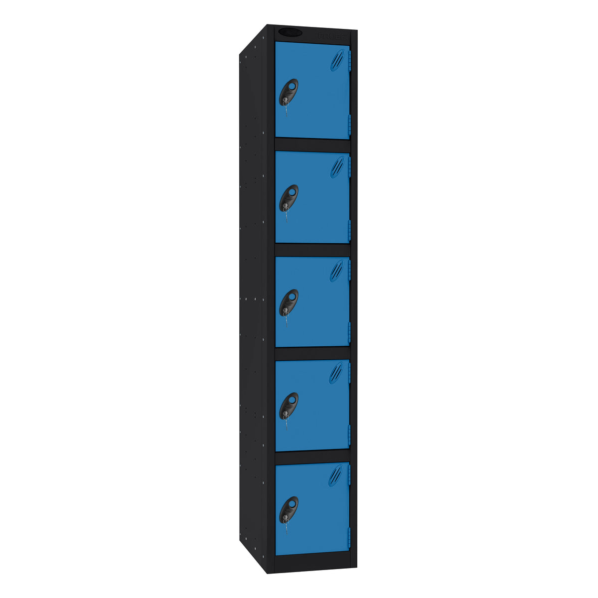 Probe Standard Imperial Locker — 5 Door, Sloping Top, Triple Width — Black Carcass / Blue Doors