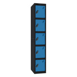 Probe Standard Imperial Locker — 5 Door, Flat Top, Triple Width — Black Carcass / Blue Doors