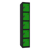 Probe Standard Imperial Locker — 5 Door, Flat Top, Triple Width — Black Carcass / Green Doors