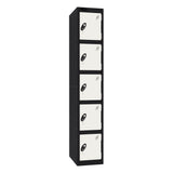 Probe Standard Imperial Locker — 5 Door, Flat Top, Triple Width — Black Carcass / White Doors