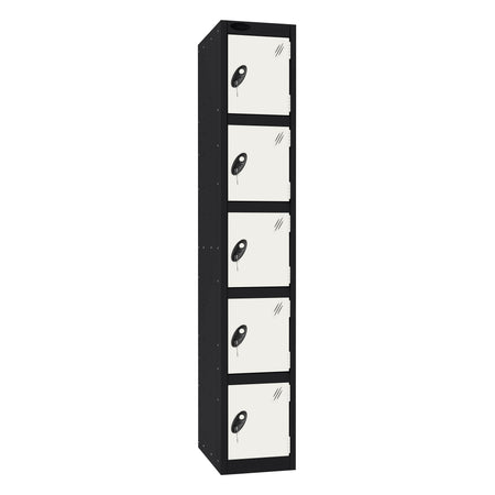 Probe Standard Imperial Locker — 5 Door, Flat Top, Triple Width — Black Carcass / White Doors