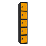Probe Standard Imperial Locker — 5 Door, Sloping Top, Triple Width — Black Carcass / Yellow Doors