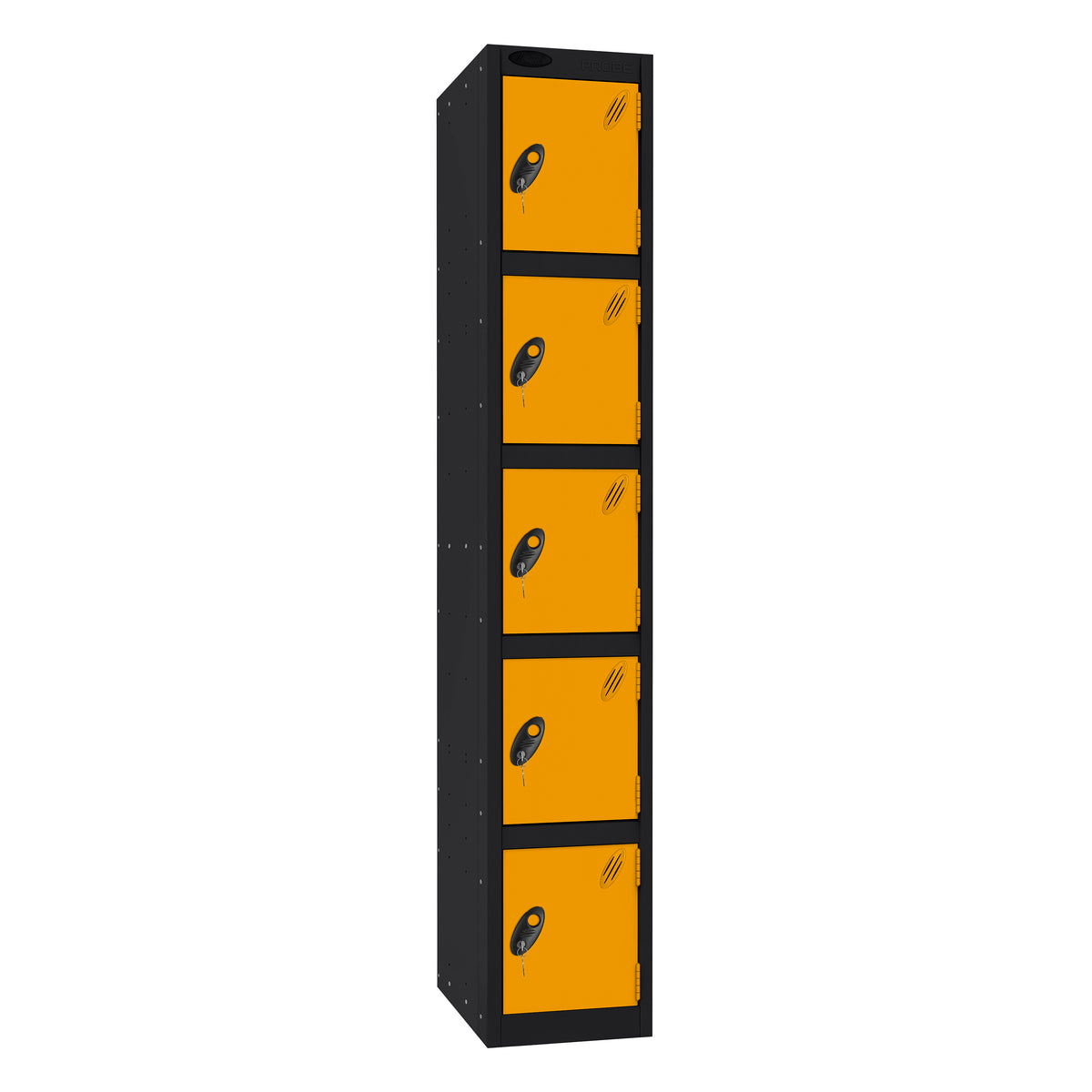 Probe Standard Imperial Locker — 5 Door, Flat Top, Triple Width — Black Carcass / Yellow Doors