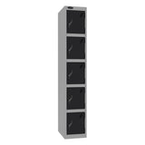 Probe Standard Imperial Locker — 5 Door, Sloping Top, Triple Width — Silver Carcass / Black Doors