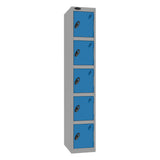 Probe Standard Imperial Locker — 5 Door, Sloping Top, Triple Width — Silver Carcass / Blue Doors