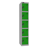 Probe Standard Imperial Locker — 5 Door, Sloping Top, Triple Width — Silver Carcass / Green Doors