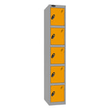 Probe Standard Imperial Locker — 5 Door, Flat Top, Triple Width — Silver Carcass / Yellow Doors
