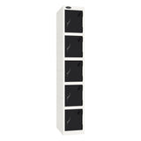 Probe Standard Imperial Locker — 5 Door, Sloping Top, Triple Width — White Carcass / Black Doors