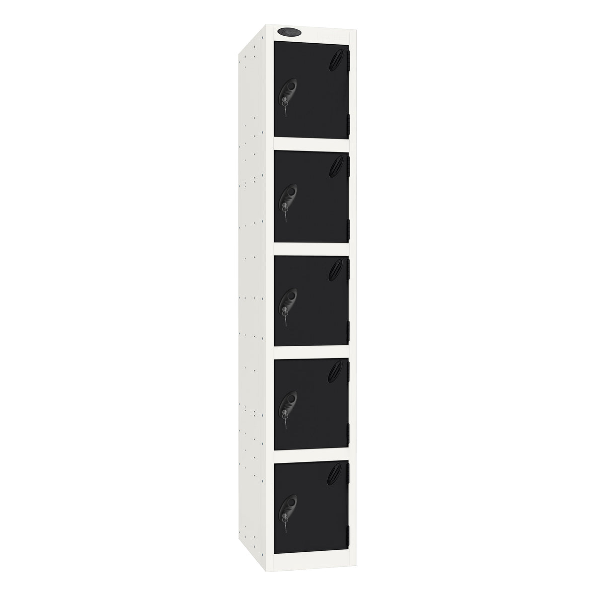 Probe Standard Imperial Locker — 5 Door, Flat Top, Triple Width — White Carcass / Black Doors
