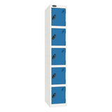 Probe Standard Imperial Locker — 5 Door, Sloping Top, Triple Width — White Carcass / Blue Doors