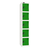 Probe Standard Imperial Locker — 5 Door, Sloping Top, Triple Width — White Carcass / Green Doors