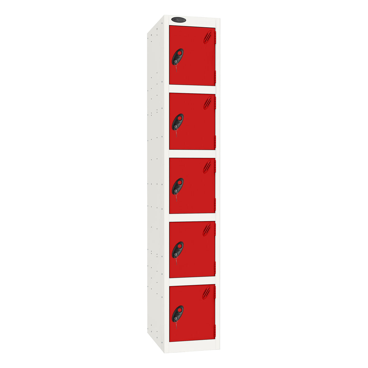 Probe Standard Imperial Locker — 5 Door, Flat Top, Triple Width — White Carcass / Red Doors