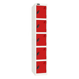 Probe Standard Imperial Locker — 5 Door, Flat Top, Triple Width — White Carcass / Red Doors