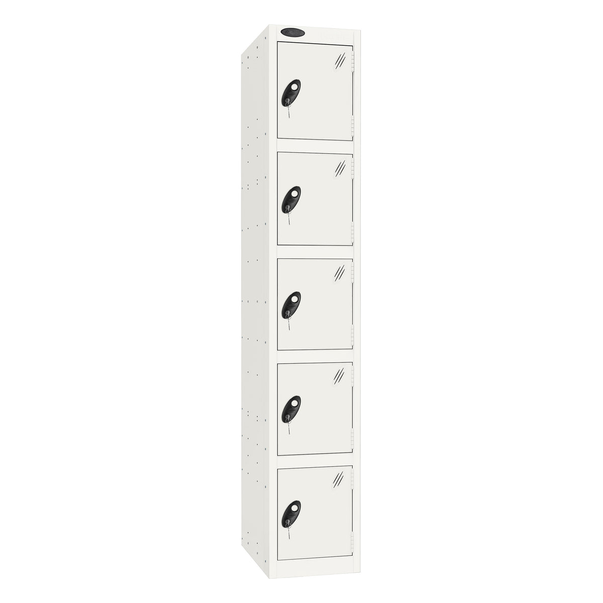 Probe Standard Imperial Locker — 5 Door, Sloping Top, Triple Width — White Carcass / White Doors