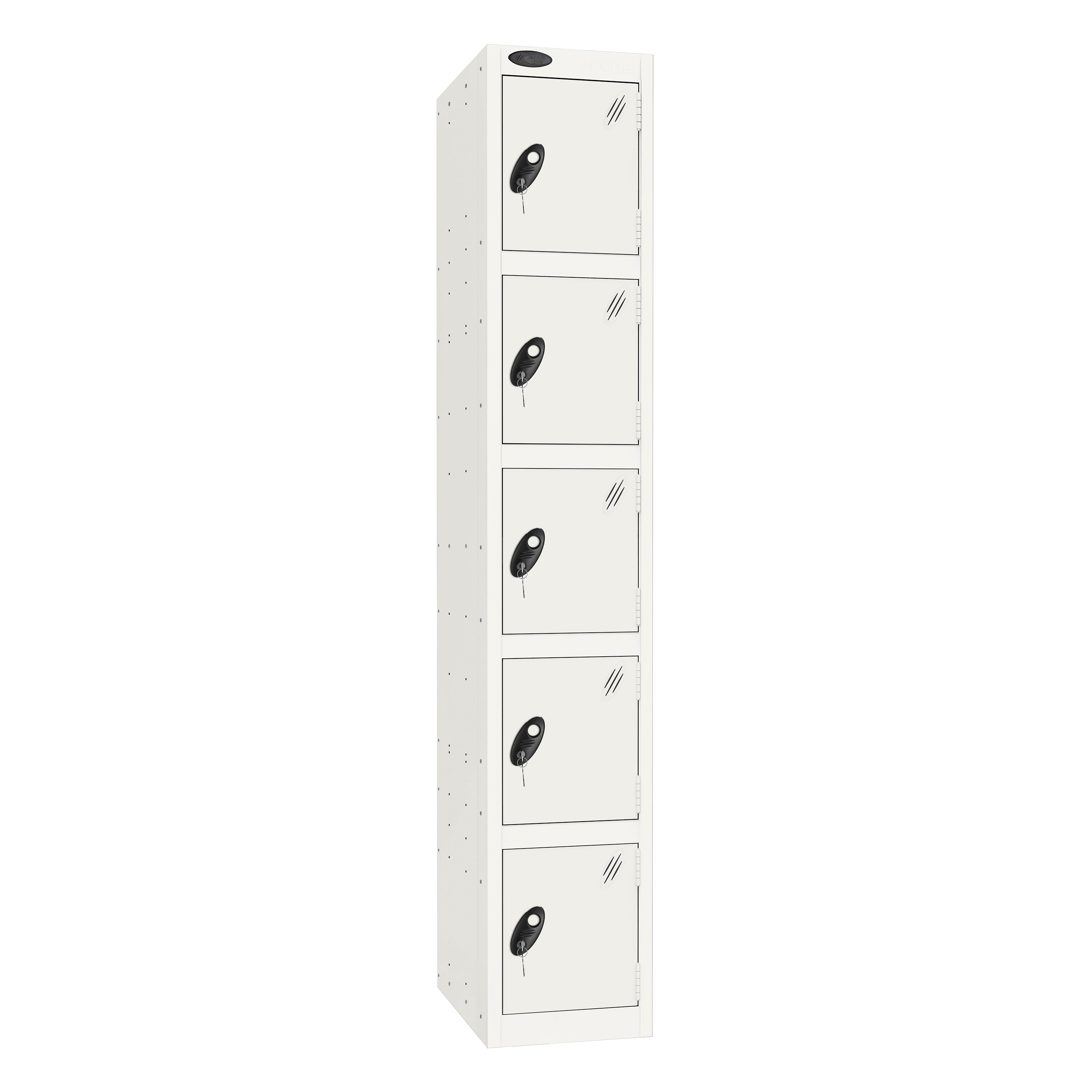 Probe Standard Imperial Locker — 5 Door, Sloping Top, Triple Width — White Carcass / White Doors