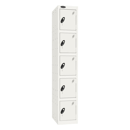 Probe Standard Imperial Locker — 5 Door, Flat Top, Triple Width — White Carcass / White Doors