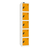 Probe Standard Imperial Locker — 5 Door, Flat Top, Triple Width — White Carcass / Yellow Doors