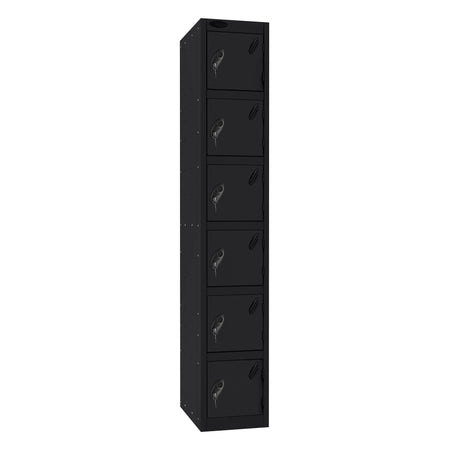 Probe Standard Imperial Locker — 6 Door, Sloping Top, Double Width — Black Carcass / Black Doors