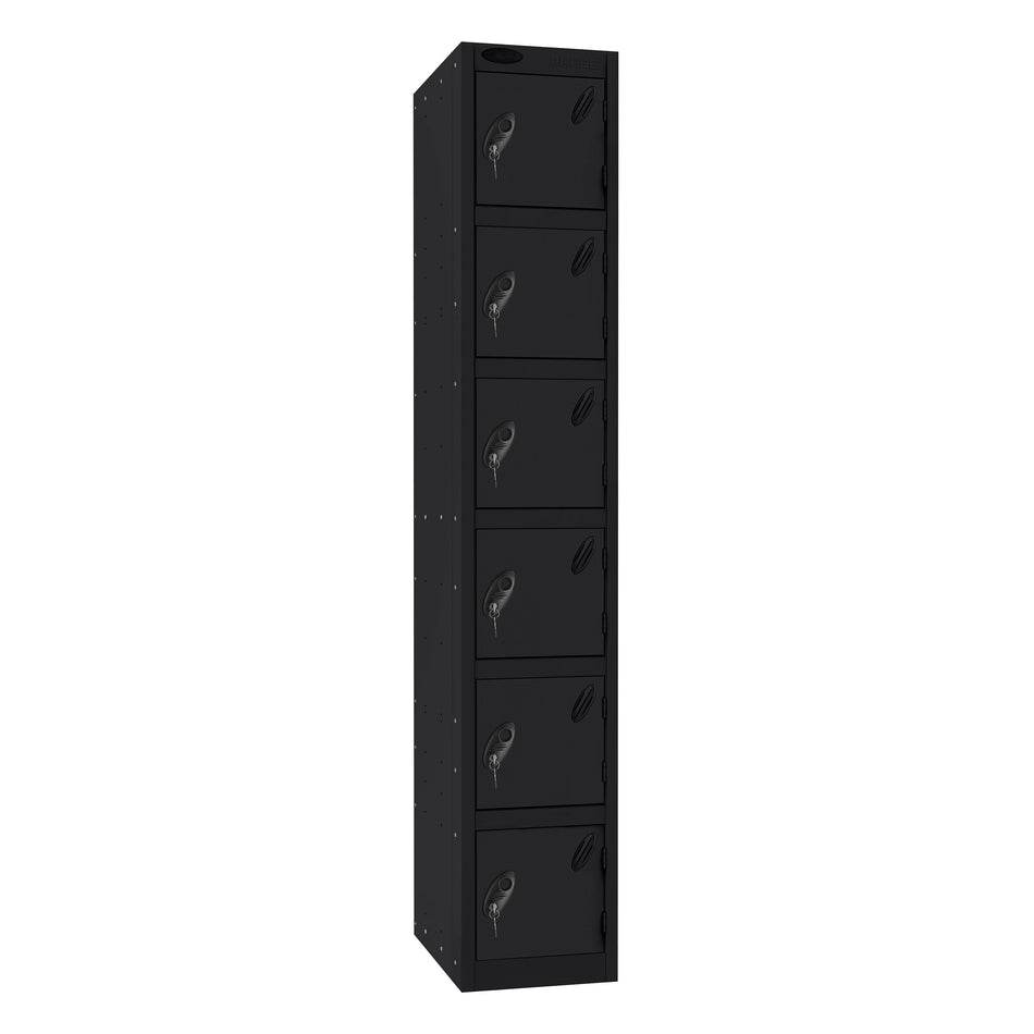 Probe Standard Imperial Locker — 6 Door, Sloping Top, Triple Width — Black Carcass / Black Doors