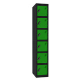 Probe Standard Imperial Locker — 6 Door, Sloping Top, Double Width — Black Carcass / Green Doors