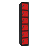 Probe Standard Imperial Locker — 6 Door, Sloping Top, Triple Width — Black Carcass / Red Doors