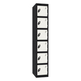 Probe Standard Imperial Locker — 6 Door, Flat Top, Double Width — Black Carcass / White Doors