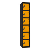 Probe Standard Imperial Locker — 6 Door, Flat Top, Double Width — Black Carcass / Yellow Doors