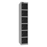 Probe Standard Imperial Locker — 6 Door, Sloping Top, Double Width — Silver Carcass / Black Doors