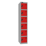 Probe Standard Imperial Locker — 6 Door, Sloping Top, Triple Width — Silver Carcass / Red Doors