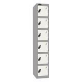 Probe Standard Imperial Locker — 6 Door, Sloping Top, Double Width — Silver Carcass / White Doors