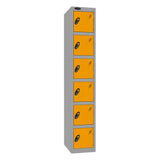 Probe Standard Imperial Locker — 6 Door, Flat Top, Triple Width — Silver Carcass / Yellow Doors