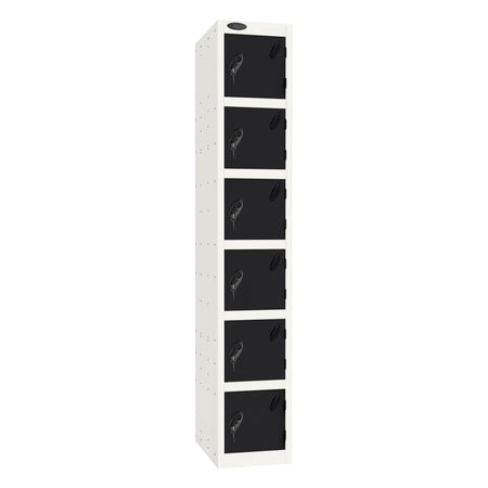 Probe Standard Imperial Locker — 6 Door, Flat Top, Triple Width — White Carcass / Black Doors