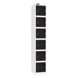 Probe Standard Imperial Locker — 6 Door, Sloping Top, Double Width — White Carcass / Black Doors