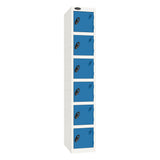 Probe Standard Imperial Locker — 6 Door, Sloping Top, Double Width — White Carcass / Blue Doors