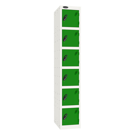 Probe Standard Imperial Locker — 6 Door, Flat Top, Triple Width — White Carcass / Green Doors