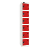 Probe Standard Imperial Locker — 6 Door, Flat Top, Triple Width — White Carcass / Red Doors