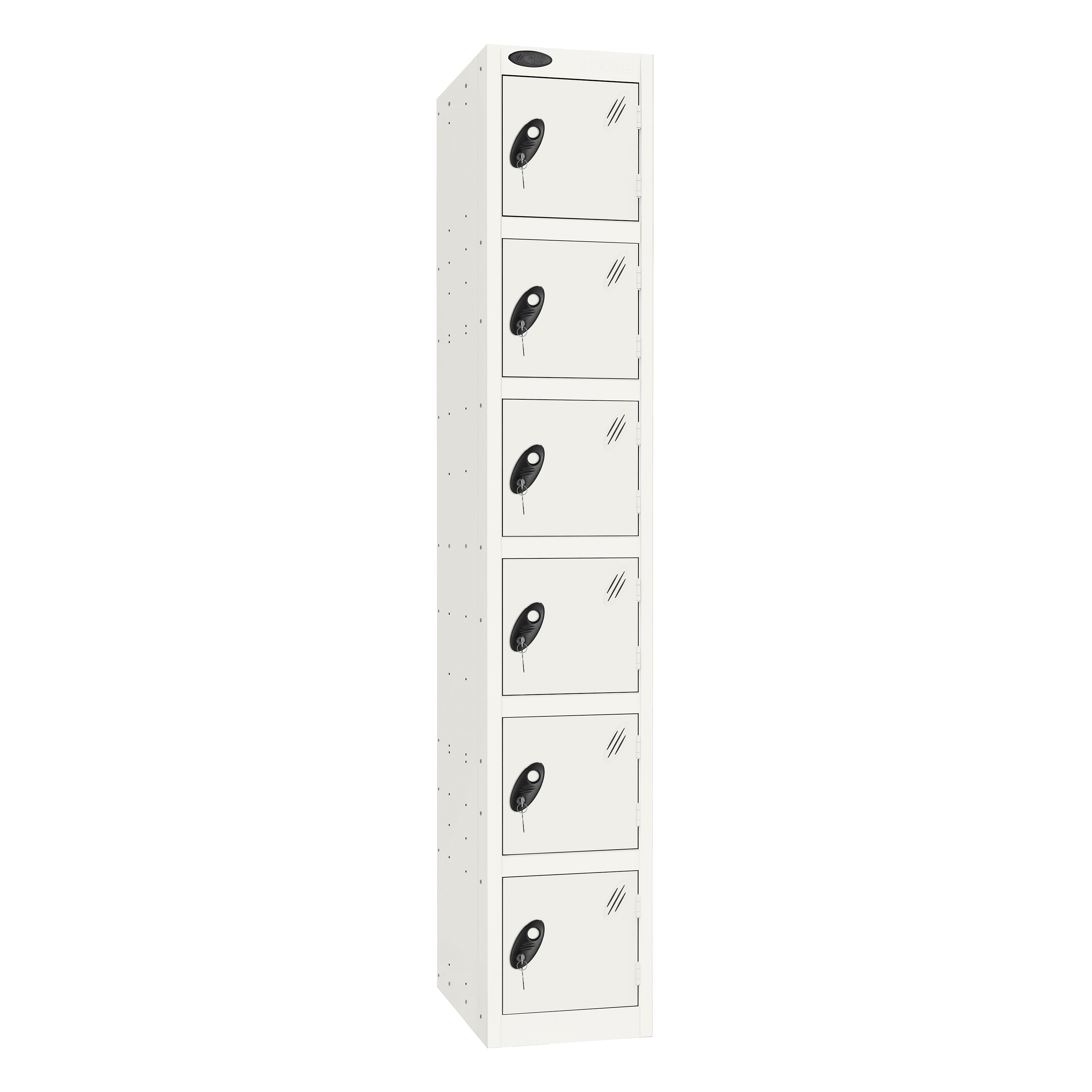 Probe Standard Imperial Locker — 6 Door, Sloping Top, Triple Width — White Carcass / White Doors