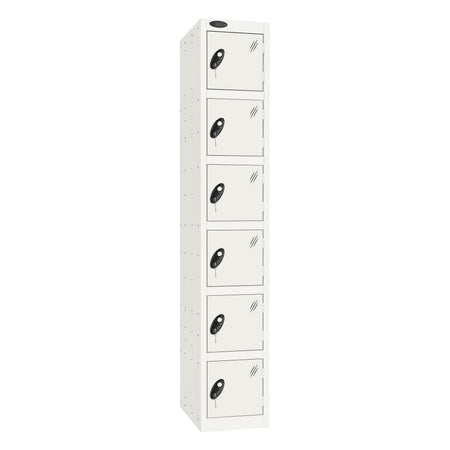 Probe Standard Imperial Locker — 6 Door, Sloping Top, Triple Width — White Carcass / White Doors