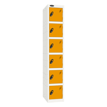 Probe Standard Imperial Locker — 6 Door, Sloping Top, Double Width — White Carcass / Yellow Doors
